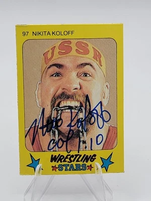 RARO NIKITA KOLOFF 1986 MONTY GUM FIRMADO EN TARJETA AUTÓGRAFO AUTO RC LUCHA LIBRE #97 Foto 1 de 2