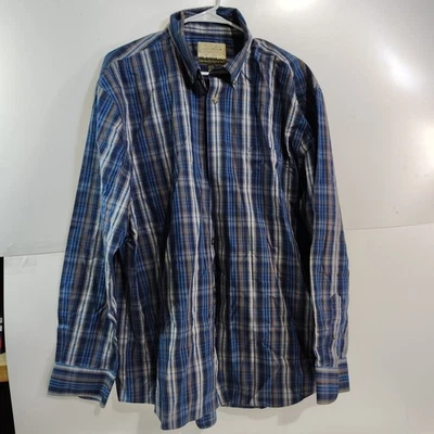 Cabela’s Mens XL Dress Shirt Plaid Long Sleeve  Blue  - Image 1 of 3