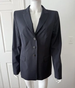 Neu Escada Marineblau Klassisch 3 Knöpfe Tropisch Wolle Anzug Jacke Blazer 42 10 - Bild 1 von 9