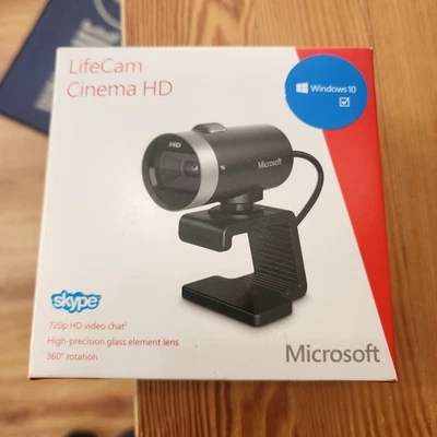 Microsoft LifeCam Cinema HD Webcam 720p Skype Certified, USB 2.0 1393 H5D-00013 - Image 1 of 4