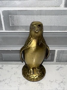 VTG ~ 3.5” PM Craftsman Brass Penguin Paperweight Figurine Handcrafted in USA - Picture 1 of 6