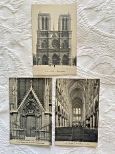 Lot von 3 unbenutzten Vintage Paris Frankreich Notre Dame Fassade Postkarten - Bild 1 von 5