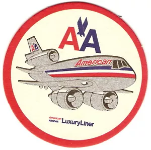 Vintage AMERICAN AIRLINES Cocktail Drink Coaster LUXURY LINER Large 4" Unused - Picture 1 of 1