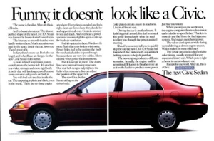 1992 Honda civic sedan car vehicle 2-page MAGAZINE AD - Picture 1 of 1