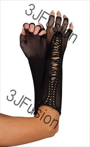 Fischernetz Ellbogenlänge Handschuhe Kostüm 80er Jahre Gothic Punk Hen Party KOSTENLOSER VERSAND (P) - Bild 1 von 2
