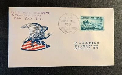 USS John P 1946 gris APD 74 cubierta FPO de la Marina a Buffalo NY Foto 1 de 2