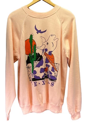 Vtg 90’s Southwest Wolf TEXAS Sweatshirt FOTL Women XL  USA Paint Y2K Souvenir - Image 1 of 4