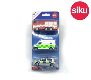 Siku 1819 Emergency Vehicles Set 3pc Dicast Fire Engine Ambulance Police Car UK - Picture 1 of 2