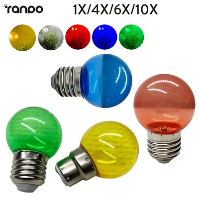 1X 10X 2W E27 B22 Colored LED Light Globe Bulbs Red Yellow Blue Green White Lamp - Image 1 of 4