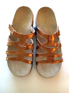 Spenco Schuhe Damen Römer Sandale Gold Leder Orthese Komfort Freizeit Größe 8 - Bild 1 von 8