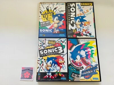 Lot of 4 Mega drive MD Sonic The Hedgehog 1 2 3 SpinBall set SEGA Japanese Game - Image 1 of 4