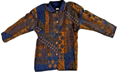 Jaqueta de lã vintage Mondi estampa marinha Itália rancho cowboy boho ocidental tamanho 36 - Imagem 1 de 4