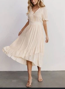 Baltic Born Hannah Midi Dress Ivory Sz 3XL NWT Feminine Ruffle Boho Cottagecore - Picture 1 of 11