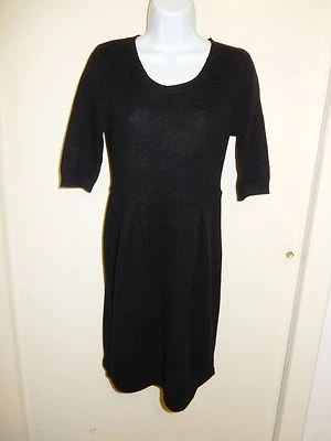 AQUA 100% CACHEMIR NEGRO CUELLO REDONDO MANGAS 3/4 BEBÉ-MUÑECA VESTIDO SUÉTER M.XS Foto 1 de 4