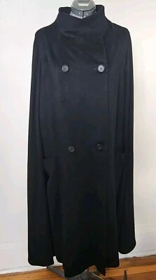 Gemini Saks Fifth Avenue 100% Wool Women’s Cape Coat Black  - Image 1 of 4