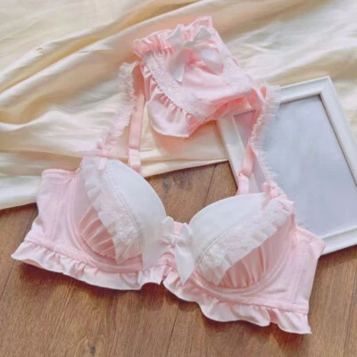 Dulces bragas con lazo para niñas Lolita sujetador conjuntos calzoncillos japoneses lindos calzoncillos para estudiantes Foto 1 de 4