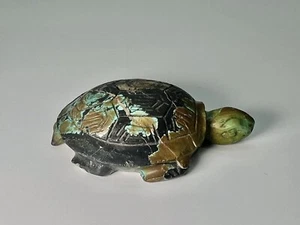 Finest Chinese Antique Carved Tibetan Turquoise Turtle Fetish / Effigy 530 Cts - Picture 1 of 7