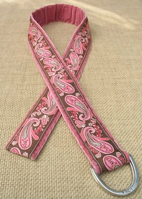 Women's Size M Elza B Handcrafted Pink Paisley Cotton/Velour D Ring Belt - Image 1 of 4