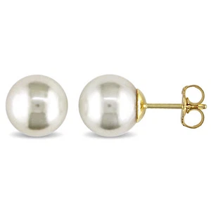 Amour 10k Gold Cultured Pearl Earrings - Picture 1 of 5