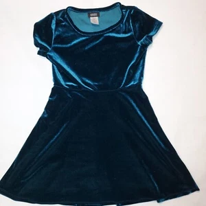 Vtg Holiday Editions Velour Dress Girls 7/8 Medium Dark Clover Green Emerald - Picture 1 of 7