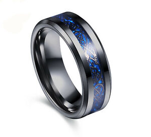 Silver/Blue/Black Celtic Titanium Stainless Steel Men's Wedding Band Rings 6-12