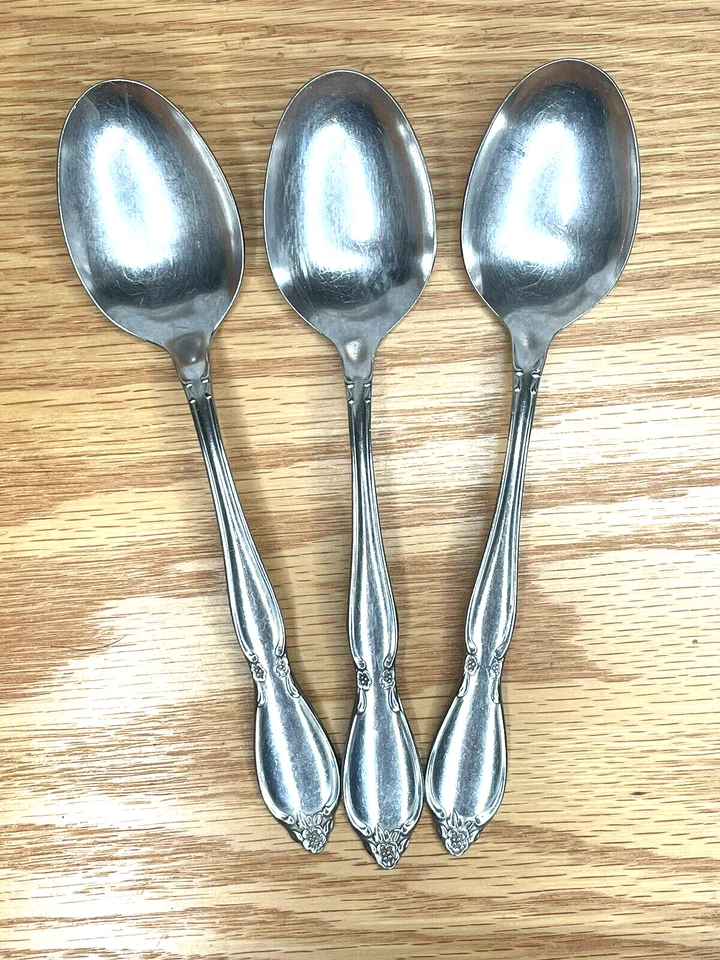 Oneida CHATELAINE Community Stainless 3 Oval Soup Spoons 6 3/4" Betty Crocker - Image 1 of 4