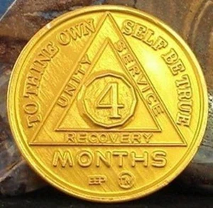 Alcoholics Anonymous AA 4 Month Aluminum Medallion Chip token sobriety sober - Picture 1 of 4