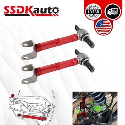 2x Red Adjustable Rear Control Camber Arm fit 01-05 Honda Civic 02-06 Acura RSX Foto 1 de 4
