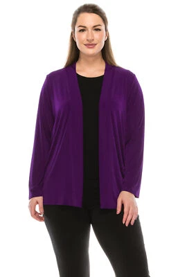 JOSTAR Poly Spandex Knit DRAPE CARDIGAN JACKET Dark Purple TRAVEL S M L XL 2X 3X - Image 1 of 4