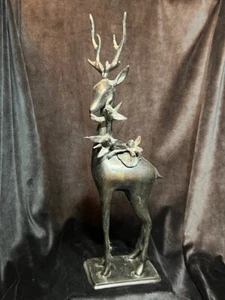 Deer Statue KORO? Old bronze colored 13-3/4" inch Japanese Antique figurine - Picture 1 of 3
