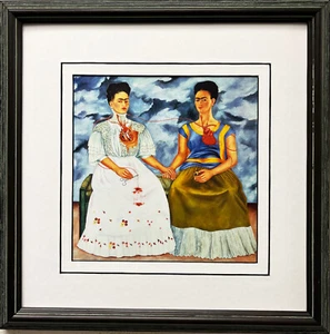 Frida Kahlo "The Two Fridas" (Small) NEW CUSTOM FRAMED Mexican Painter Print Art - Picture 1 of 3