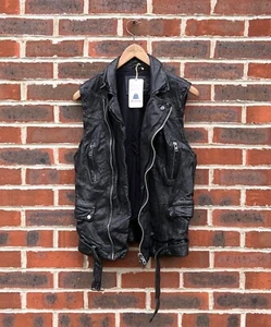 AllSaints Herren ärmellose VICIOUS Lederjacke MEDIUM All Saints Biker Rock - Bild 1 von 15