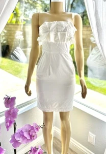 Laila Azhar White Strapless Sheath Dress Size 0 Elegant Side Zip - Picture 1 of 15