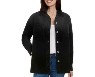 Matty M Ladies' Corduroy Shirt Jacket, Color Black, Size S, Sustainably Made. ￼ - Image 1 of 4