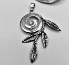 Sterling Silver 925 Olive Leaf Pendant with Spiral
