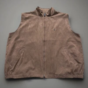 PGA Tour Collection Vest Mens XL Golf Full Zip Lined Pockets Soft Logo Brown - Picture 1 of 9