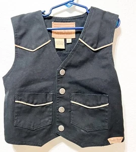Powder River Outfitters Boy's Black Canvas Cowboy Western Vest Panhandle Slim S - Picture 1 of 12
