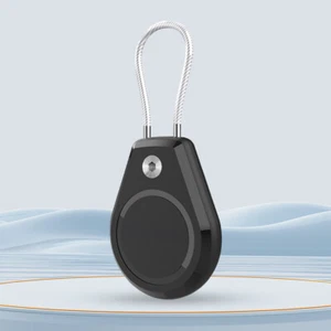 For Airtag Holder with Wire Cable Lock Case Keychain Waterproof Case(Black) - Zdjęcie 1 z 9