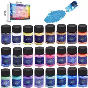 Mica Powder Pigment Set 24 x Soap, Bath Bomb, Epoxy Resin, Candle, Nail Art - Picture 1 of 3
