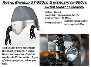 Royal Enfield 'SHORT TINTED FLYSCREEN' para GT 650 e Interceptor 650 - Imagen 1 de 9