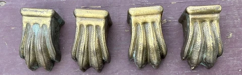 Set Of 4 True Antique Furniture Claw Foot Cap Toe Leg Covers Duncan Phyfe Style Cover