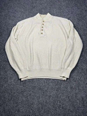 Suéter Vintage LL Bean Para Hombres Grande Blanco Henley Tejido Pullover Hecho en EE. UU. 90s Foto 1 de 4