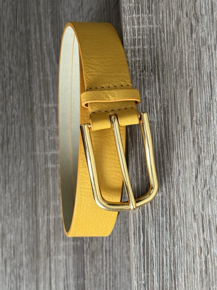 COLDWATER CREEK Women's Wide Gold Buckle Vivid Leather Belt Burnt Gold Size Lg - Image 1 of 4