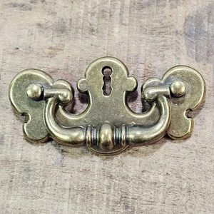 Antique Early American Polished Brass Keyhole Drawer Pulls 3" Hole Width 4.25" L - Picture 1 of 5