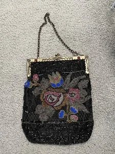 Vtg. 1920’s-30’s Beaded Floral Art Deco Clutch Flapper Hand Bag - Picture 1 of 3