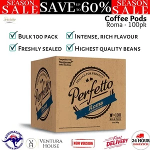 100 Pack Perfetto Nespresso Compatible Coffee Pods Capsule Bean ROMA Flavour New - Picture 1 of 12