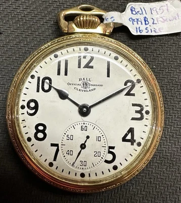 1951 Ball Hamilton 16s 21 Jewel Grade 999B Gold Filled Railroad Pocket Watch WOW - Image 1 of 4