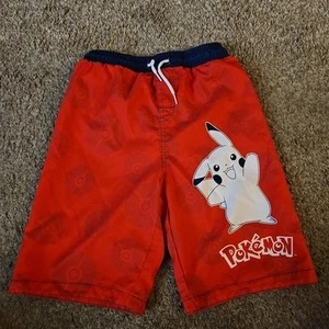 Pokemon Pikachu (Boys 10/12) Swim Trunks Board Swimsuit Shorts Lined Kids Youth - Picture 1 of 4