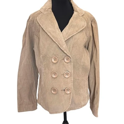 NWT Levi Strauss Corduroy Double Breasted Peacoat Women's XL Tan Retro 90s Y2K - Image 1 of 4