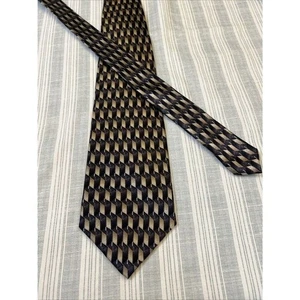 Vintage Pierre Cardin Neck Tie 100% Silk 59X4 Black & Gold L#28 - Picture 1 of 14